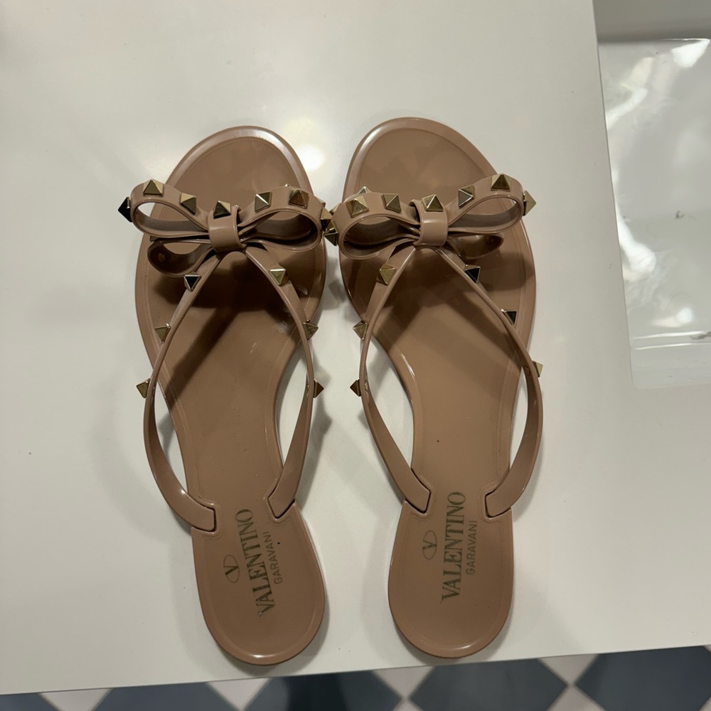 Valentino PVC Flat Thong Sandals.